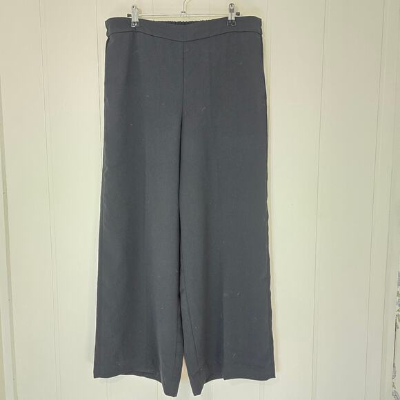 J. Crew Pants - J. Crew Black Wide Leg Pants Pull On Full Length Elastic Waist Size 14